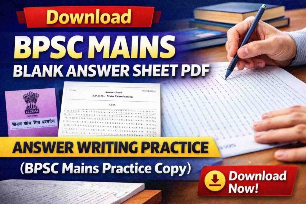 Answer Copy Writing BPSC Mains Blank Answer Sheet Pdf 2026 for Answer Writing Practice ...