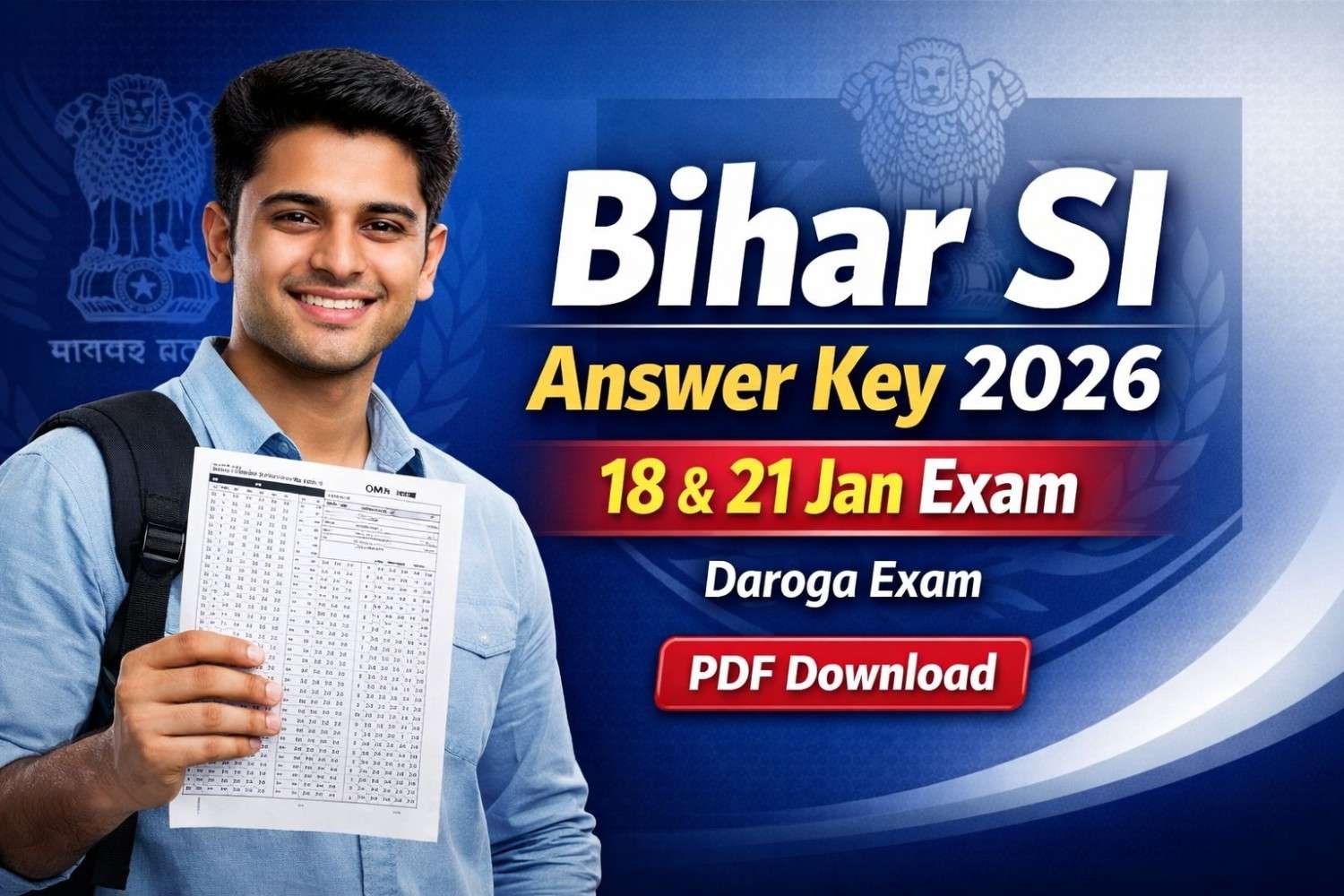 Bihar SI Answer Key 2026 PDF Download Bihar Police Daroga Answer Key (18 & 21 January Exam)
