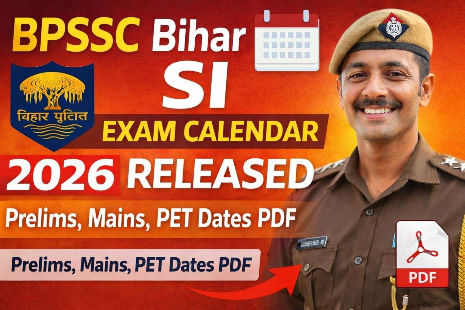BPSSC Bihar SI Exam Calendar 2026 Released – Check Prelims, Mains & PET Dates, Download PDF