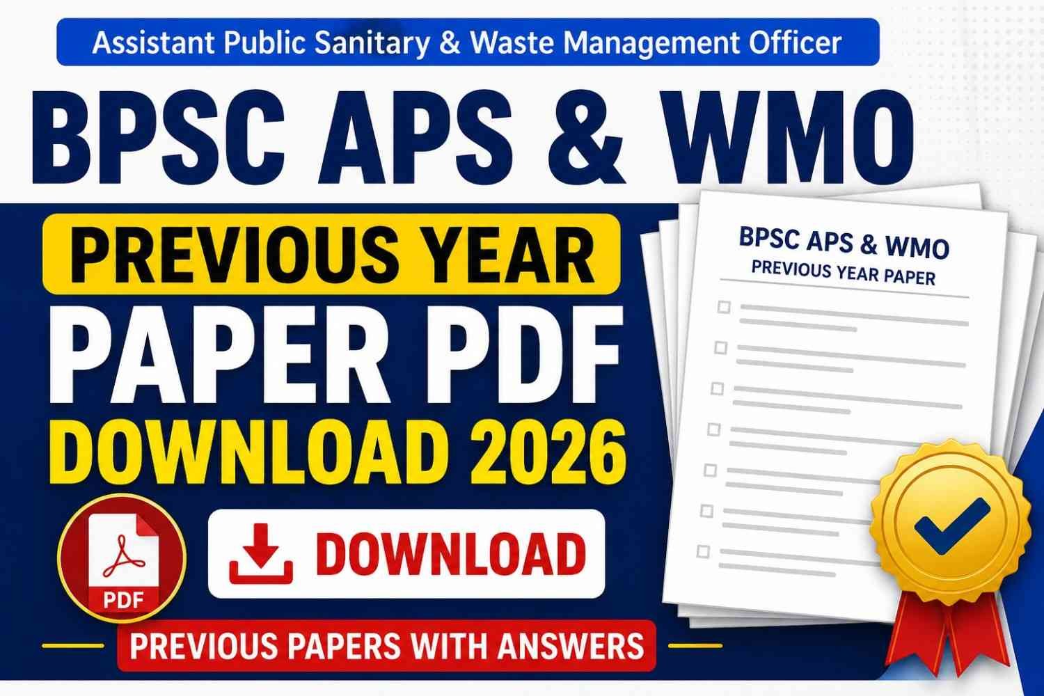 BPSC APS and WMO Previous Year Paper PDF Download 2026 | Previous Papers with Answers