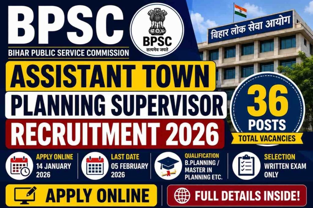 BPSC Assistant Town Planning Supervisor Recruitment 2026 – Apply Online for 36 Posts