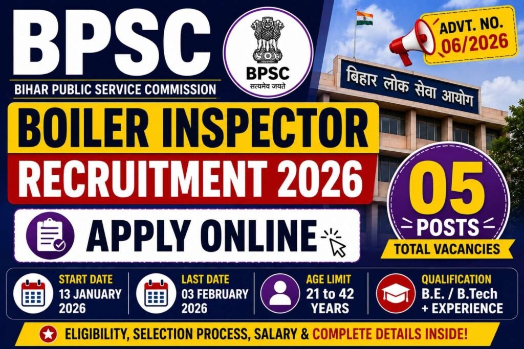 BPSC Boiler Inspector Recruitment 2026 – Apply Online for 05 Posts