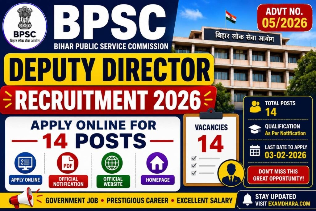 BPSC Deputy Director Recruitment 2026 – Apply Online for 14 Posts