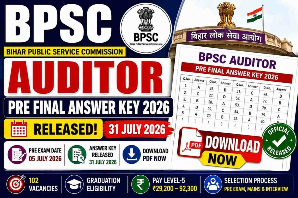 BPSC Auditor Pre Final Answer Key 2026 – Download PDF & Direct Link