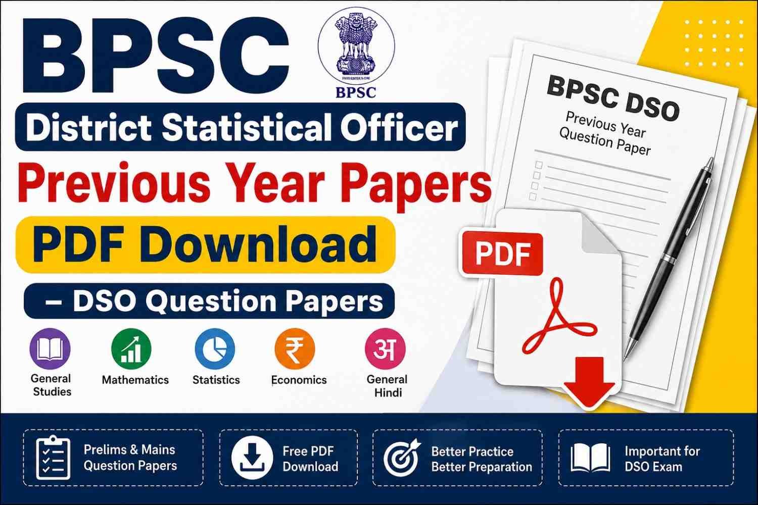 BPSC District Statistical Officer Previous Year Papers PDF Download – DSO Question Papers
