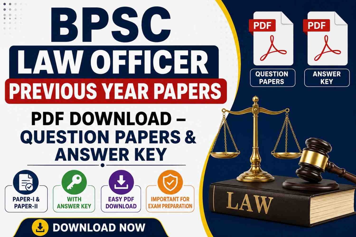 BPSC Law Officer Previous Year Papers PDF Download – Question Papers & Answer Key