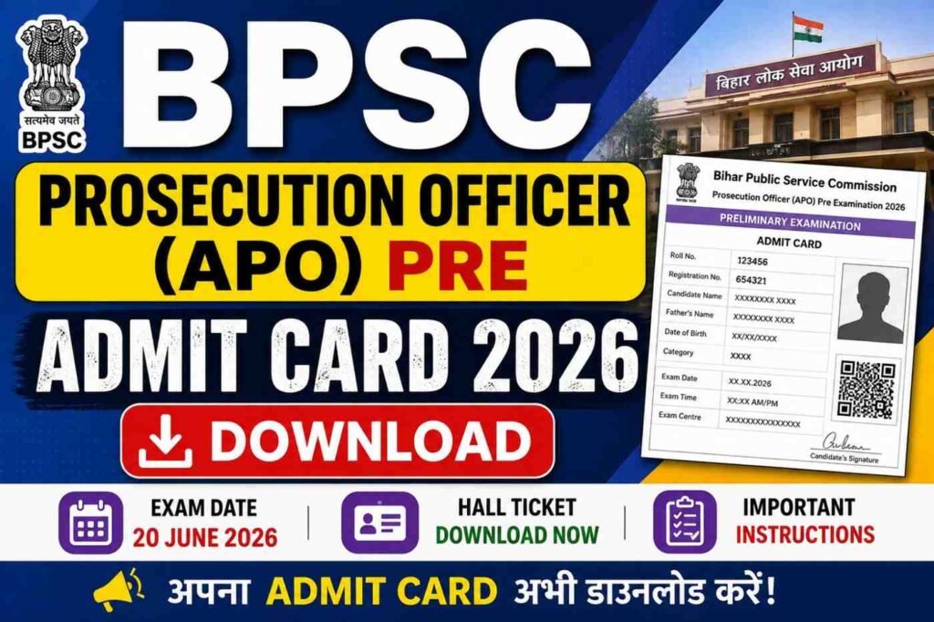 BPSC Prosecution Officer (APO) Pre Admit Card 2026 – Download Hall Ticket & Exam Date