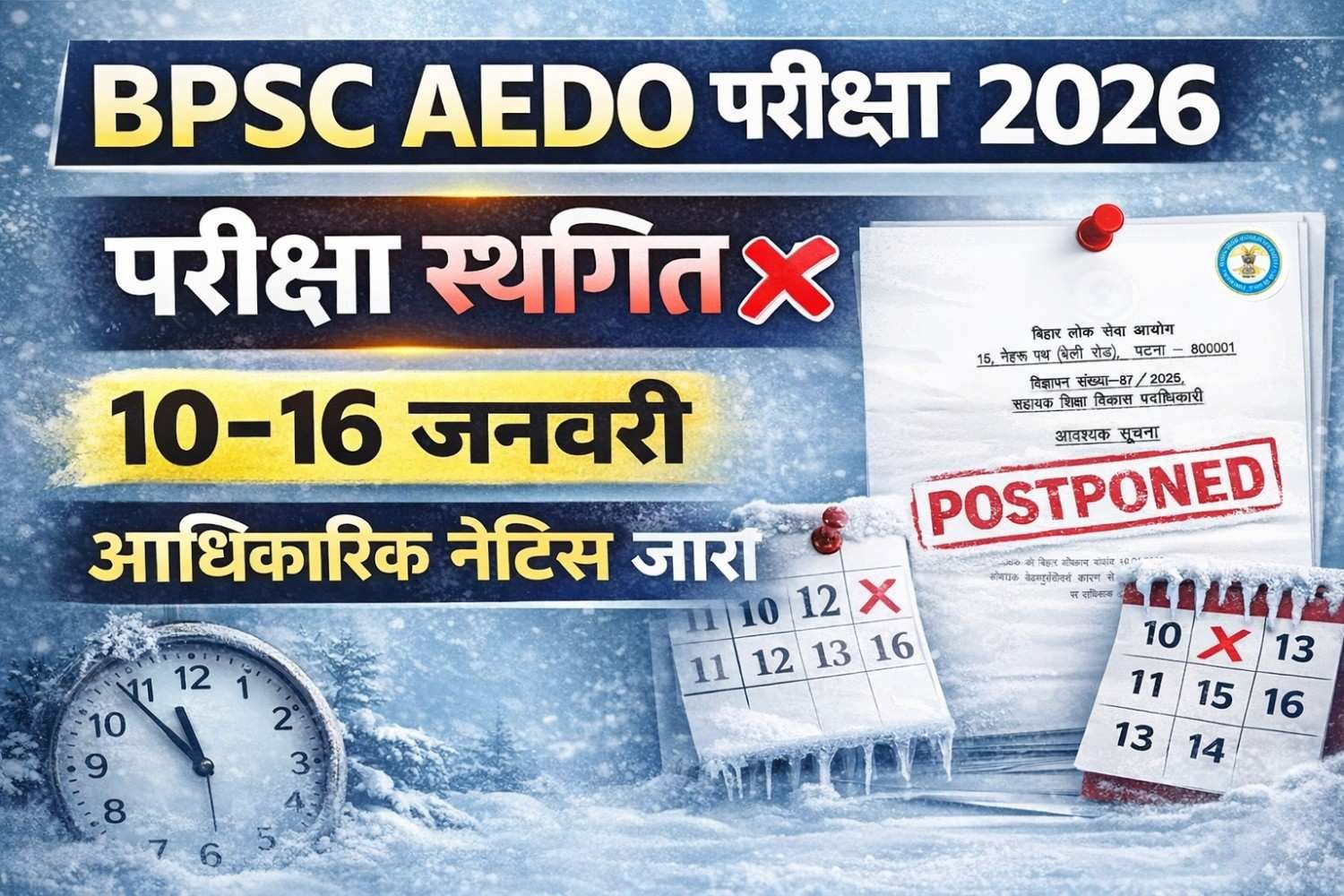 BPSC AEDO Exam 2026 Postponed Official Notice