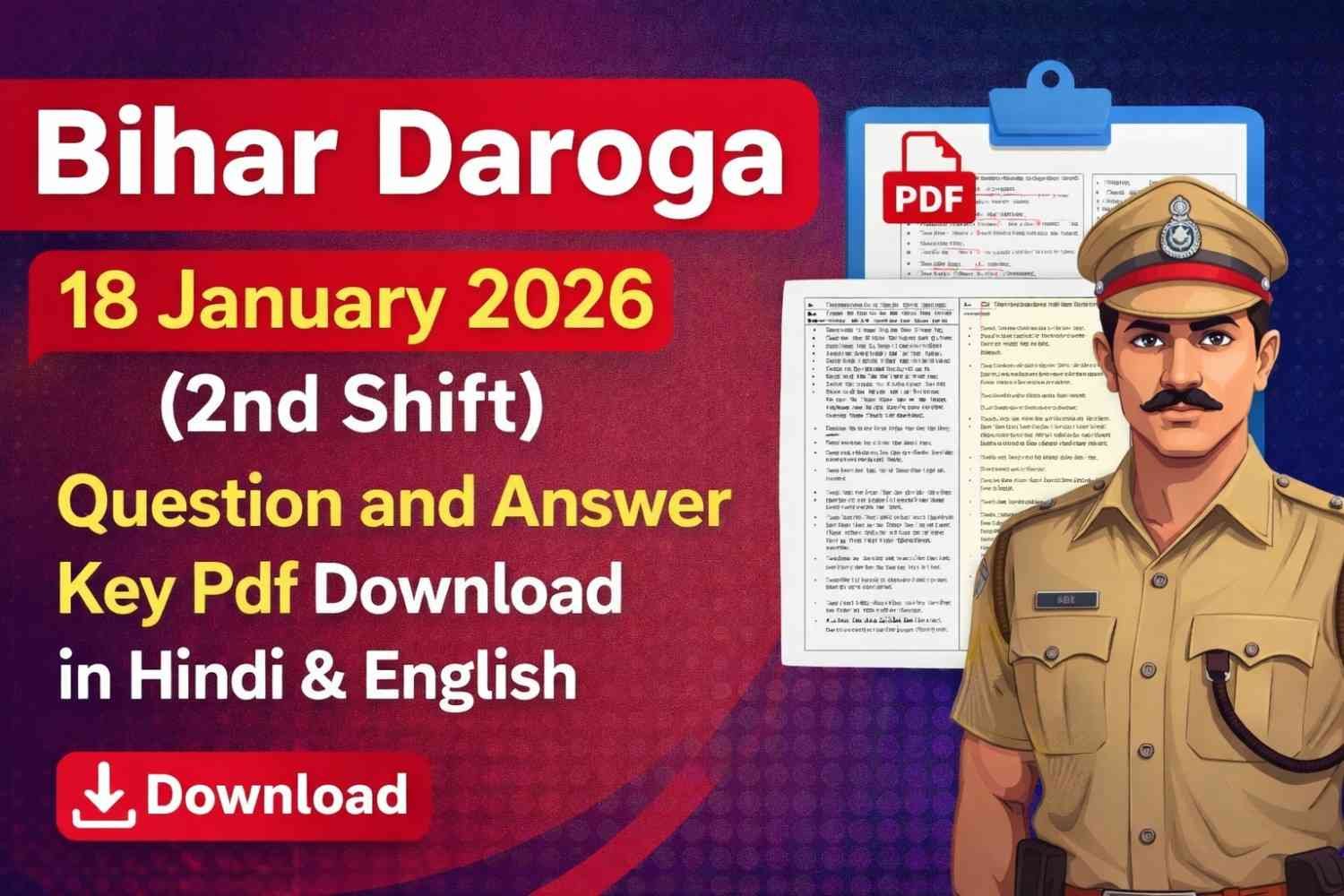 Bihar Police 16 July 2025 Question and Answer Key Pdf Download in Hindi ...