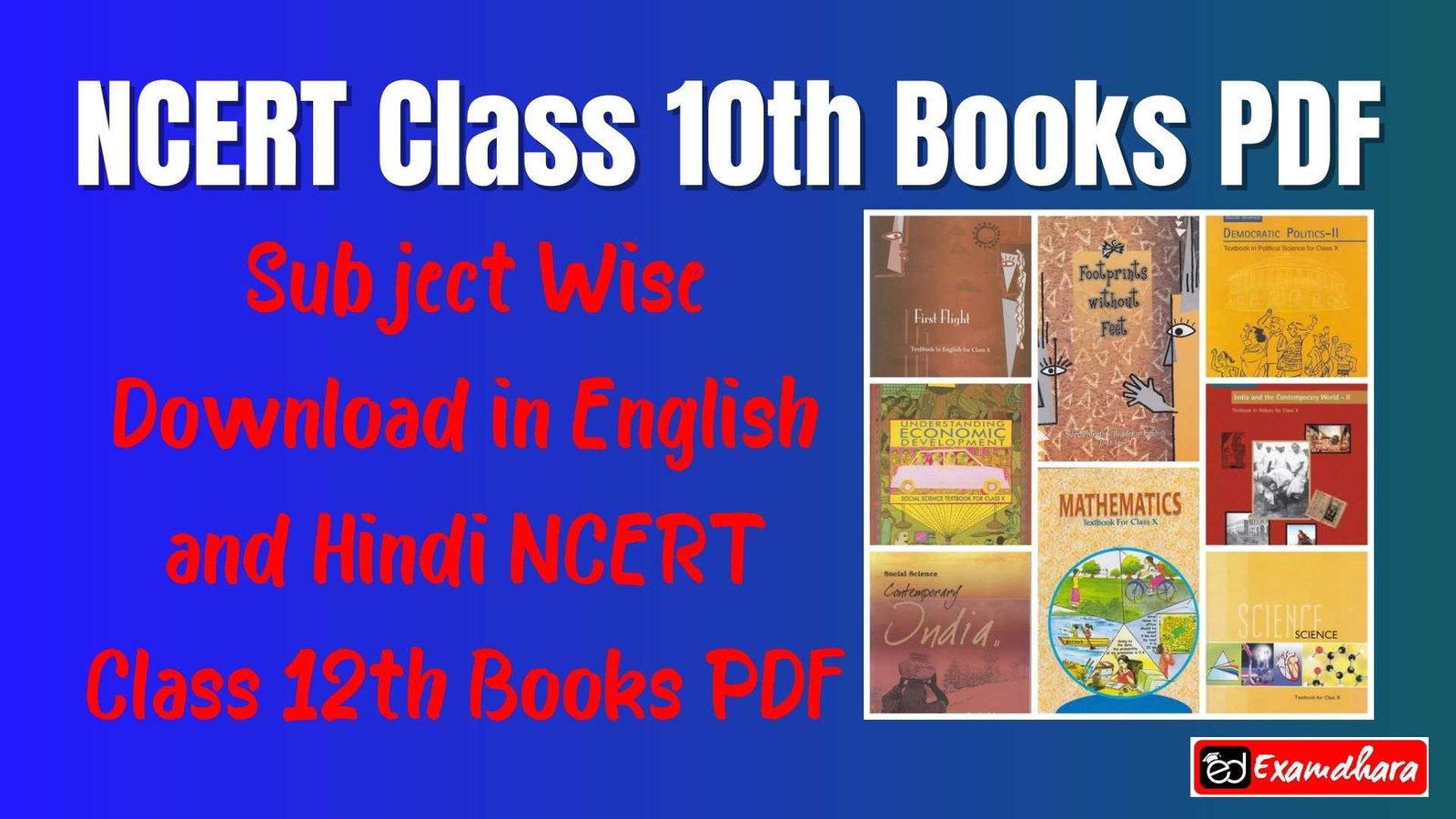 NCERT Class 10th Books PDF: Subject Wise Download PDF in English and Hindi Medium