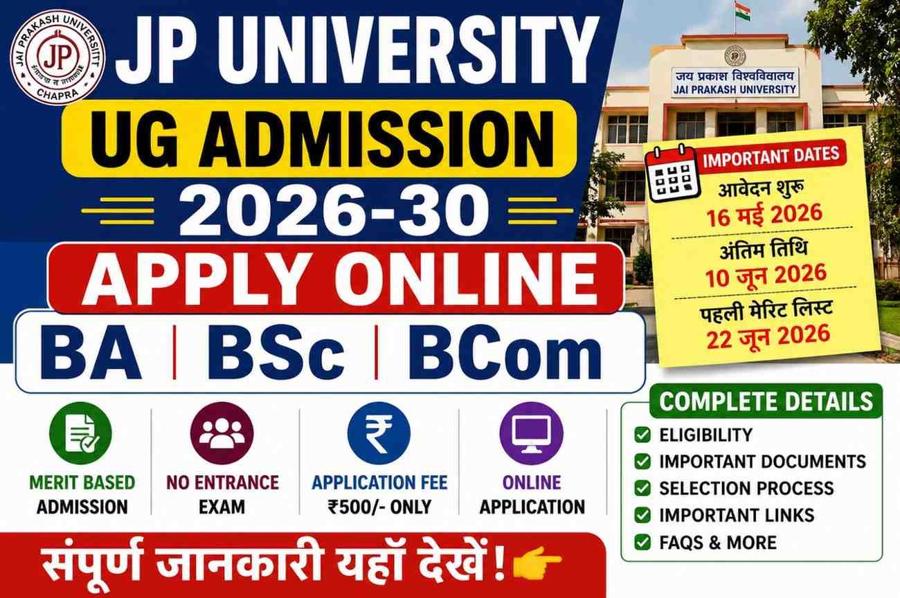 JP University UG Admission 2026-30 Apply Online; BA BSc BCom Admission Date & Complete Details