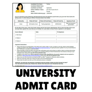 Admit Card